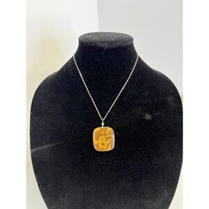"Bark" Real Pendant Necklace by Shari Dixon Silver Tone